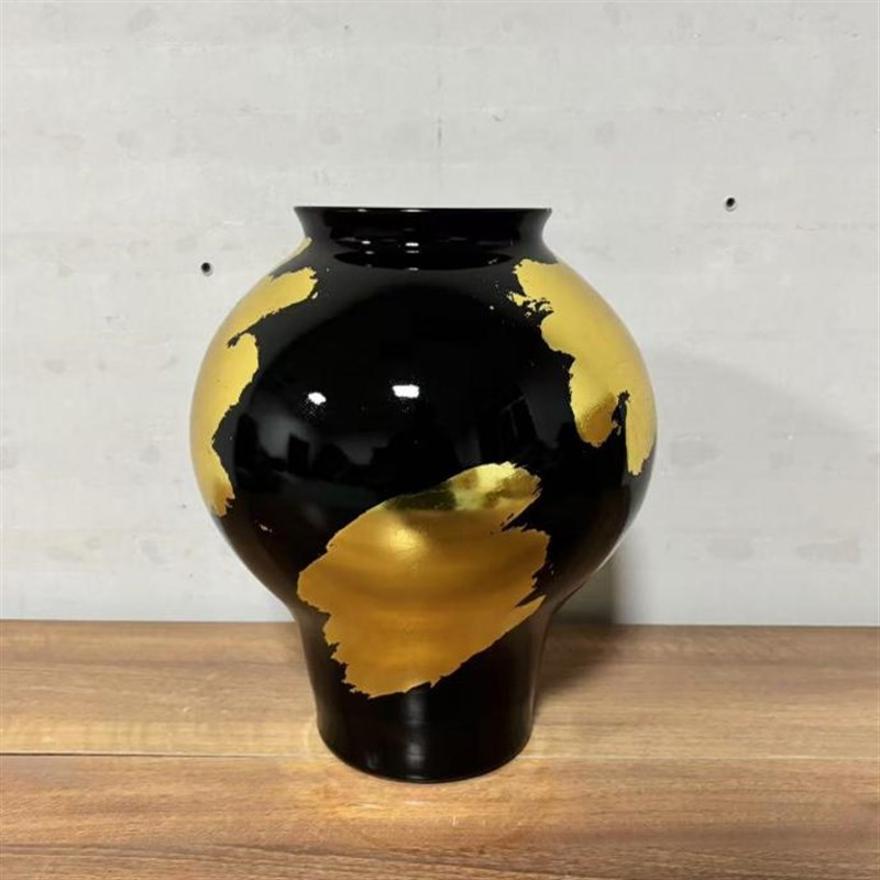 现代中式描金手绘贴金铂陶瓷陈设饰品摆件样板房桌面茶几花瓶饰品