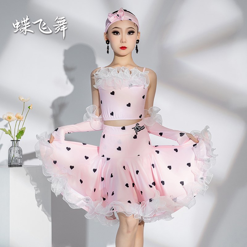 VaVa舞服小碎花拉丁舞蹈裙服夏季新品少女儿童训练功比赛