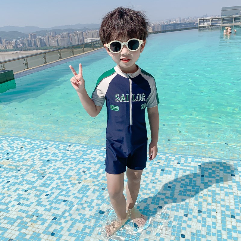 儿童泳衣男童夏季新款韩版小童连体游泳衣宝宝泳裤潮男孩度假泳装