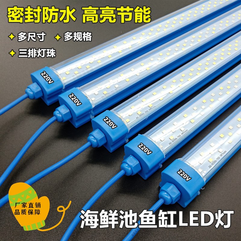 220V-海鲜池鱼缸LEqD照明灯节能防水方管蓝色外壳PVC管道配件灯光
