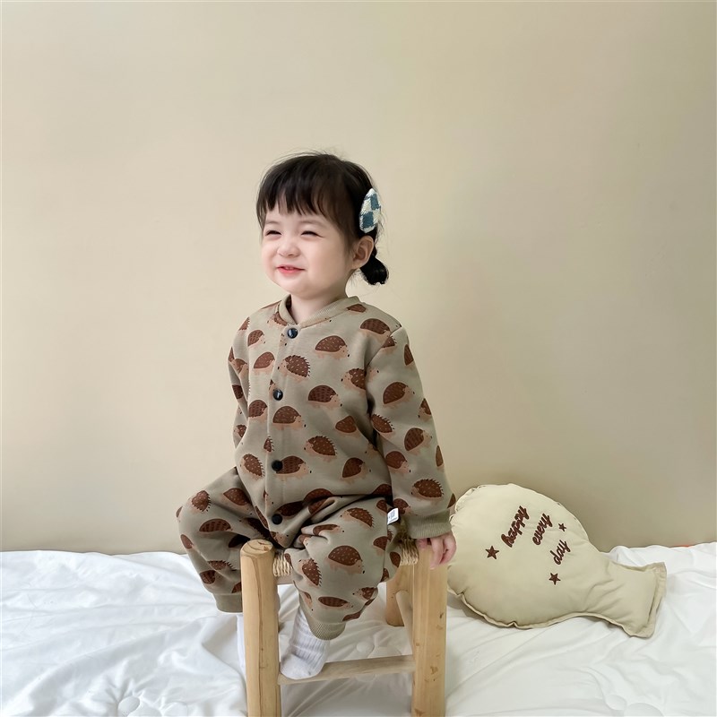 ins婴儿秋冬厚款连体衣 u可爱洋气春秋女婴爬服宝宝超萌外出哈衣