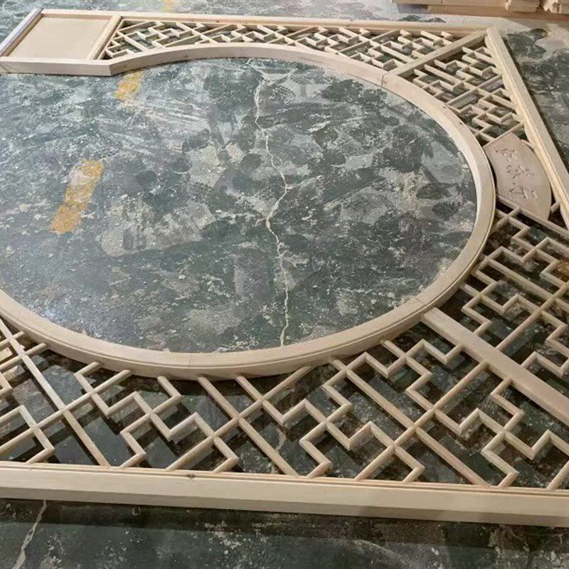 博古架圆门新中式实木仿古花格木格栅客厅月洞门月亮门圆拱门隔断