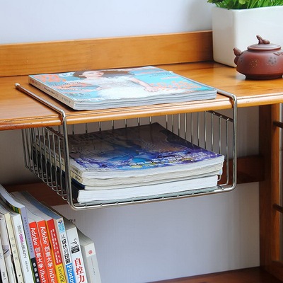 厨房挂篮收纳篮304不锈钢置物架衣柜收纳架 橱柜下挂架隔板分层架