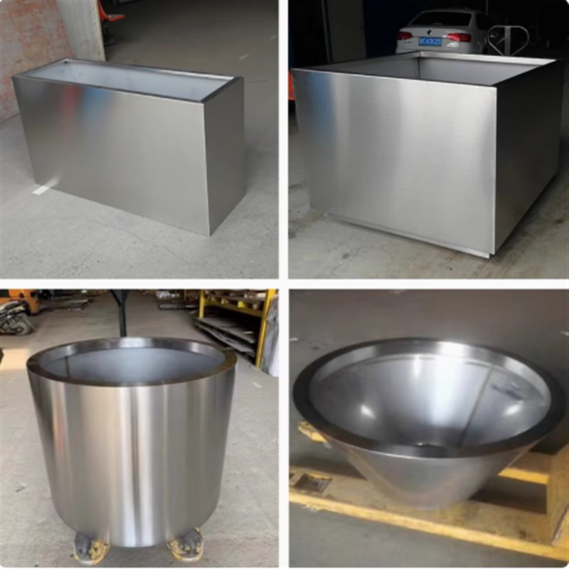 不锈钢花盆 定制花盆 金属花钵 圆柱形花盆缸 园艺花盆 Z大花器AA