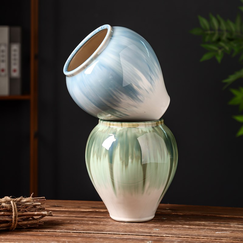 陶瓷花盆家用简约新中式客厅轻奢高级蝴蝶兰套盆流泉枫通用