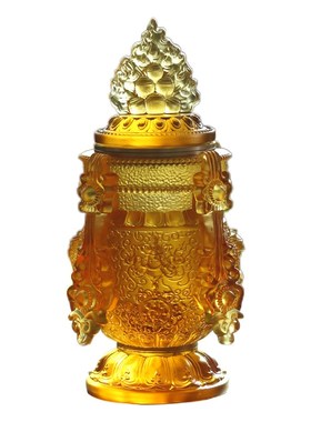 琉璃长寿摩尼宝瓶八吉祥藏传法器寺院佛堂供桌家居供奉用品摆件