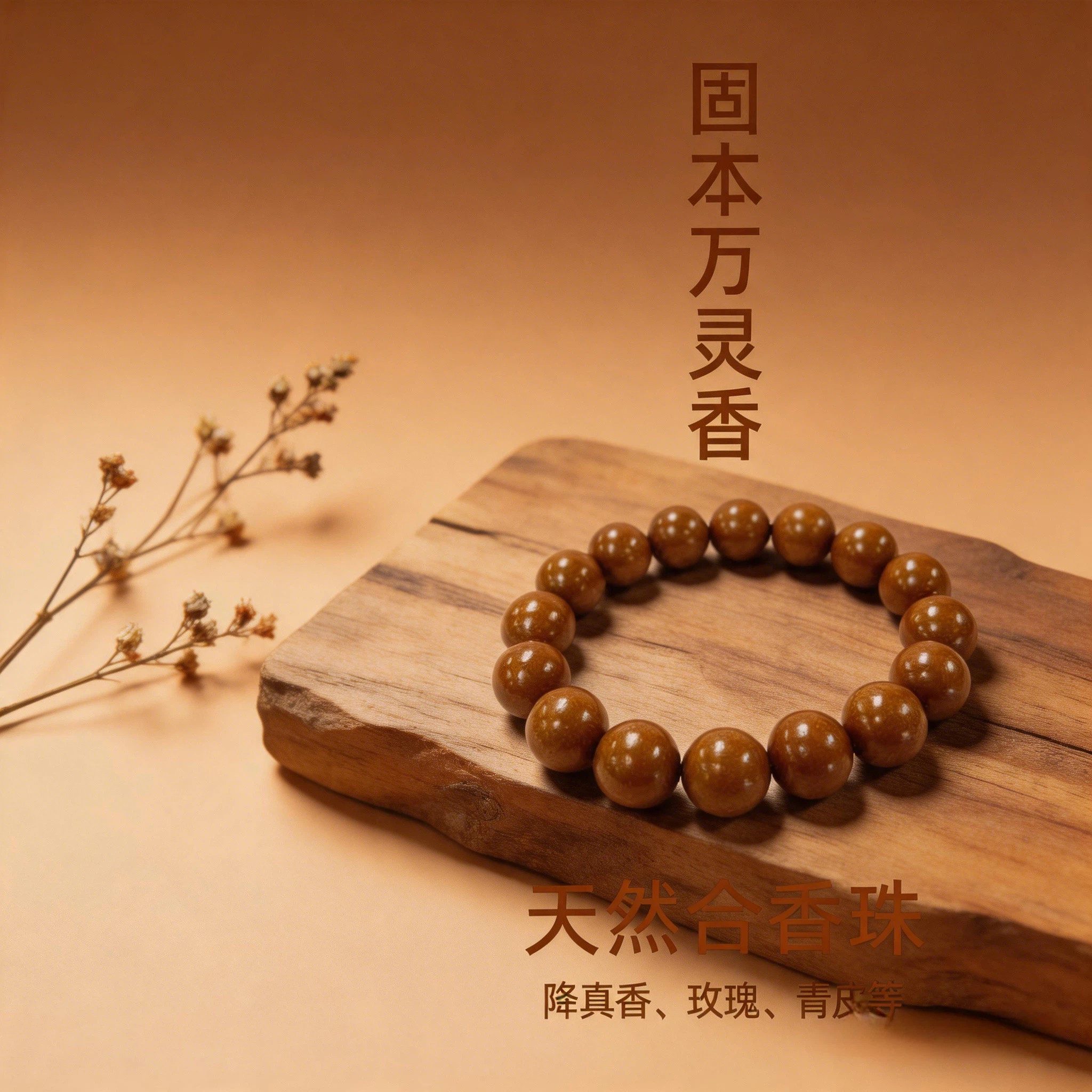 固本万灵中药手串合香珠手串成品天然合香珠手串圆珠送礼