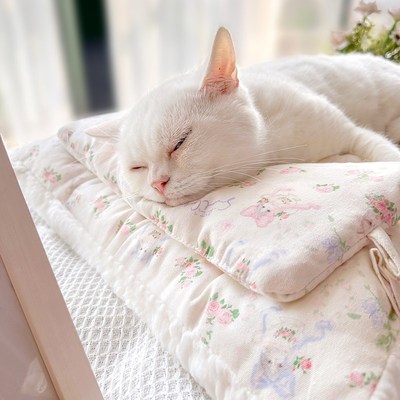带枕头宠物猫咪狗狗垫子睡觉用四季通用睡垫猫窝狗窝垫冬天棉垫厚
