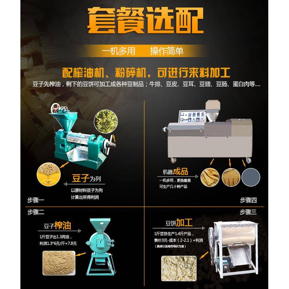 宿迁蛋白肉挤出机人造肉机豆皮机素牛排设备面藕机器