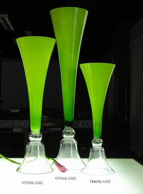 超大落地花瓶橘色绿色白色玻璃婚E庆路引摆件客厅大堂别墅装饰品