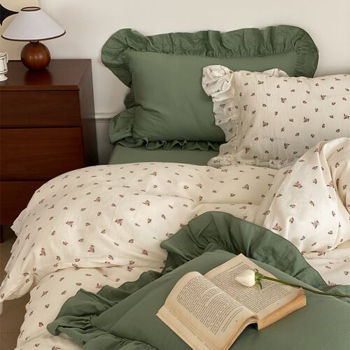 梨梦 甜甜的mojito 少女心z春夏春双层纱四件套全棉床单被套床品