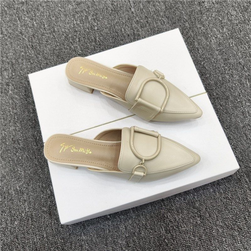 粗跟尖头拖鞋女2025夏秋新款韩版包头半拖凉鞋女低跟外穿拖鞋女潮,女鞋,包头拖,淘宝优惠券,粉丝福利购,淘宝优惠卷