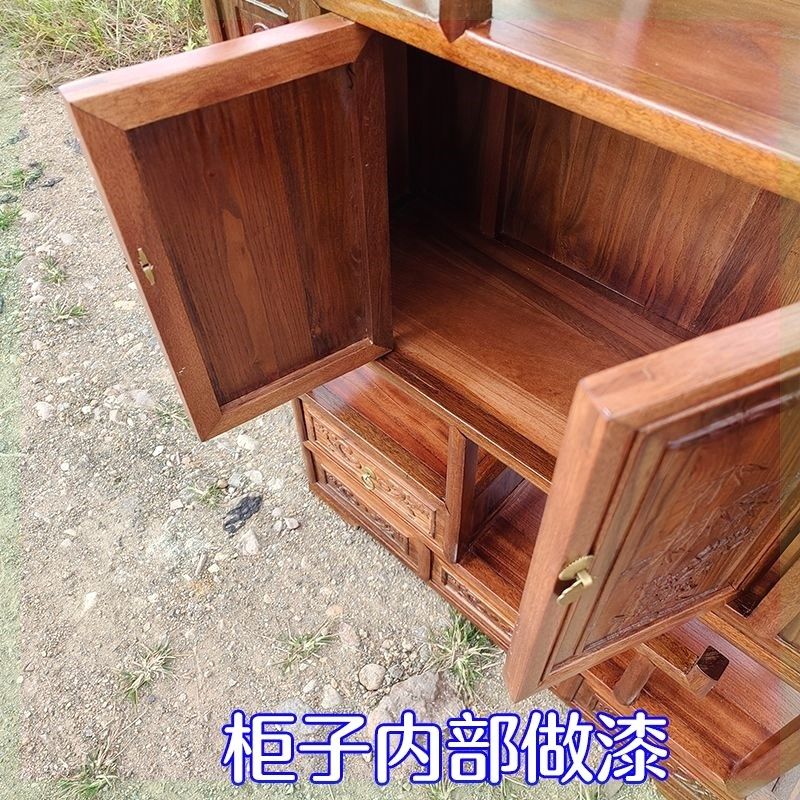 实木仿古可伸缩月洞门博古架客厅新中式隔断柜双面雕花背景墙拱门