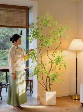 仿真植物枫树室内仿生q绿植流泉枫盆栽高级逼真落地大型假树摆件