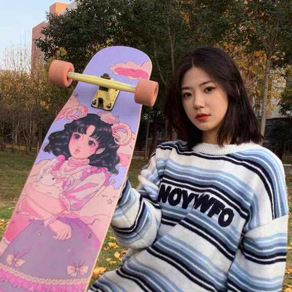 专业长板滑板女生初学者喵板成年男生青少年O大舞板儿童四轮滑板