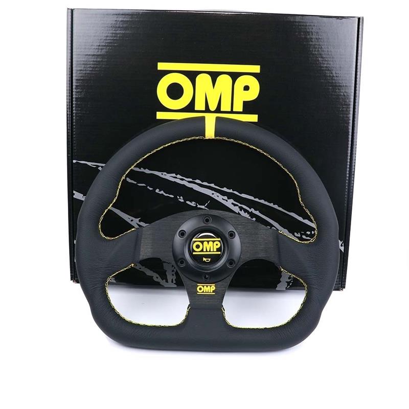 OMP 13英寸皮革方向y盘D形方向盘 改装赛车方向盘