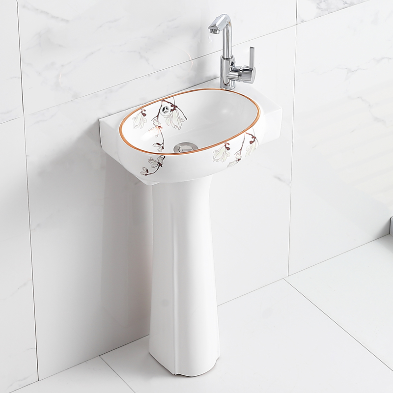 立柱盆洗手盆分体落地式小户型卫生间立柱式洗脸盆阳台陶瓷洗漱台