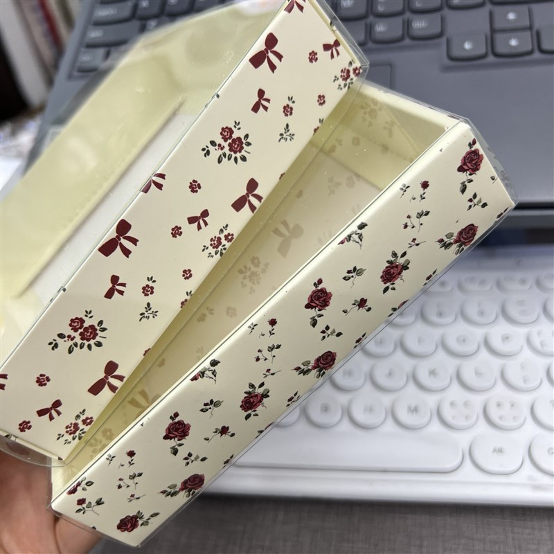 肠圈盒子现货玫瑰花礼盒大肠卷发饰盒定制pvc盒R发圈盒子配套纸盒