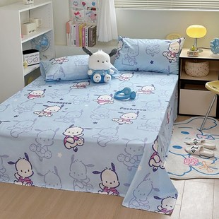 可爱卡通帕恰狗纯棉床单单件双人1.A5m1.8米100全棉被单人学生宿