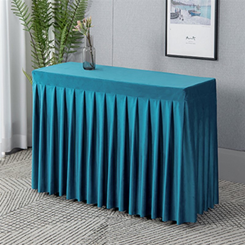 长方形桌布带褶裙全包桌布活动展会签到台桌布会议室桌布商务桌裙