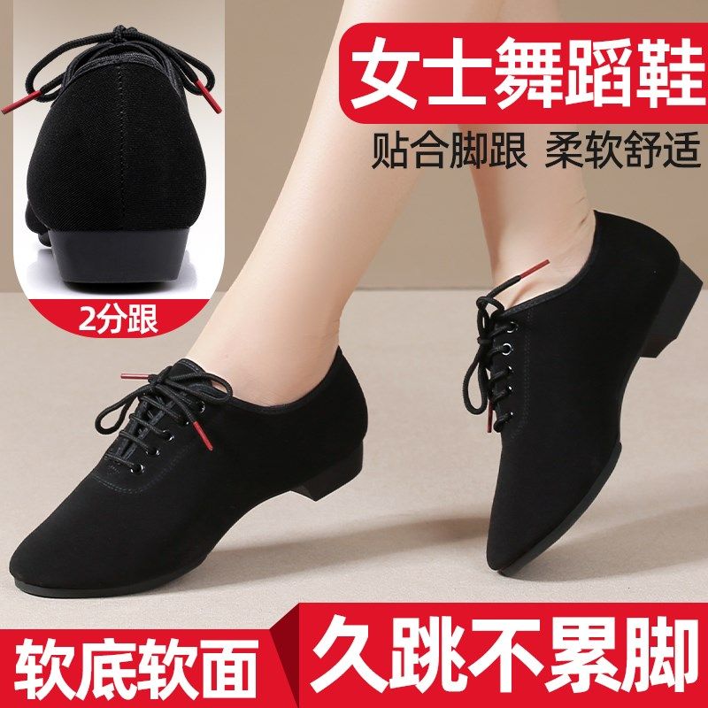 女士平跟舞蹈广场舞鞋拉丁舞鞋不累脚跳舞鞋形Q体鞋软底防滑舞蹈
