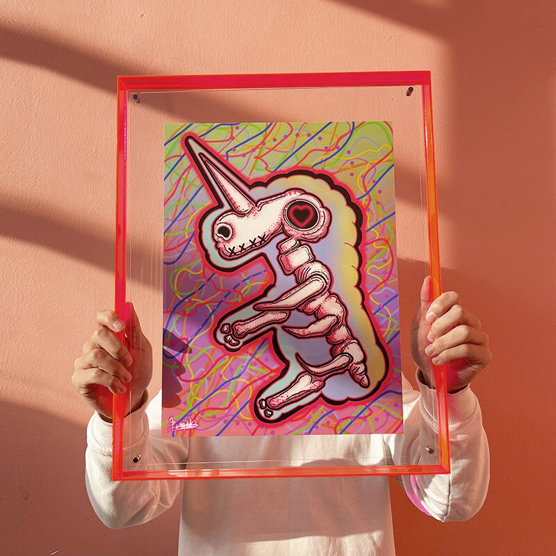 高级感彩色亚克力画框透明ta4展示挂墙双面玻璃洗照片做成相框摆