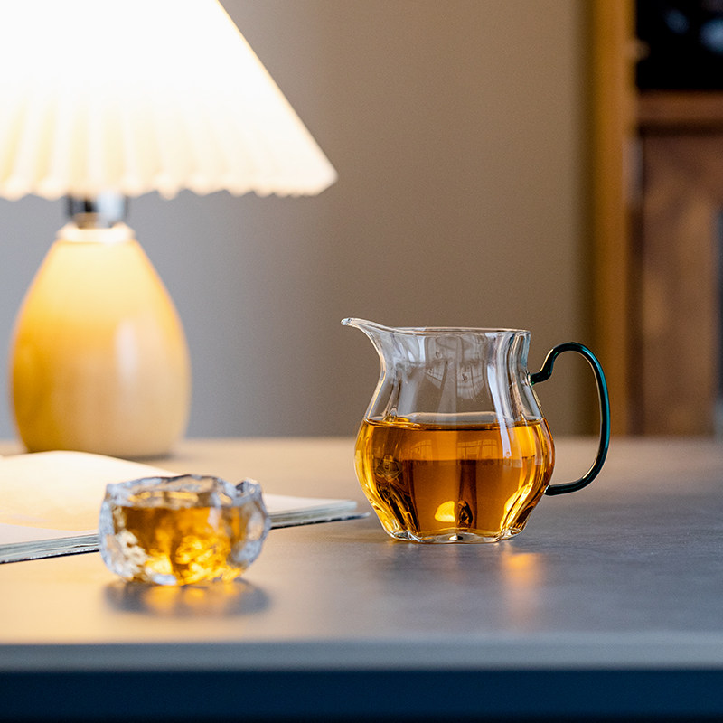 玻璃公道杯带把加厚耐高温公v平杯功夫茶具配件公杯分茶器大号茶