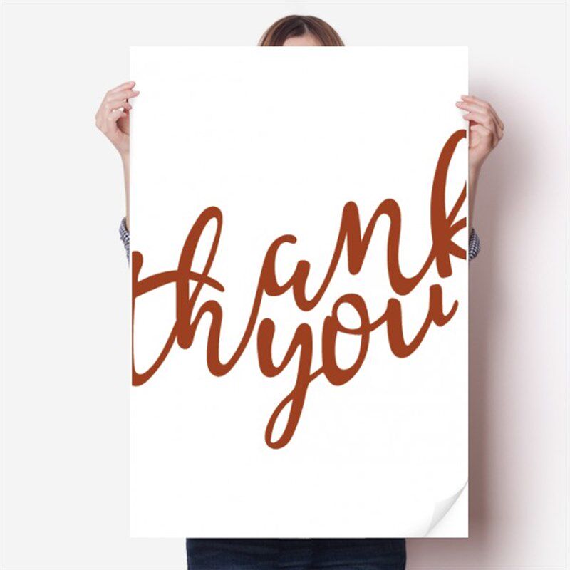 谢谢你英文手写艺术字海报贴纸80x55cm墙贴纸W卧室家居装饰