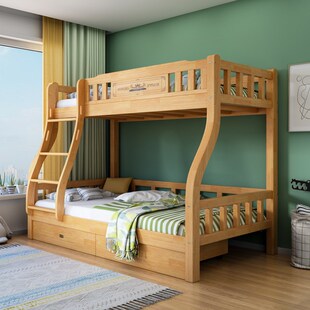 全实木床上下床成人高低床双层床上下铺子母床儿童床多功能梯柜床