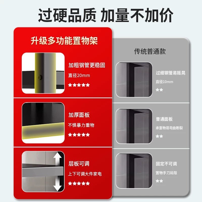 厨房置物架落地多层蔬菜家用多功能锅架微波炉储物架收纳架子移动