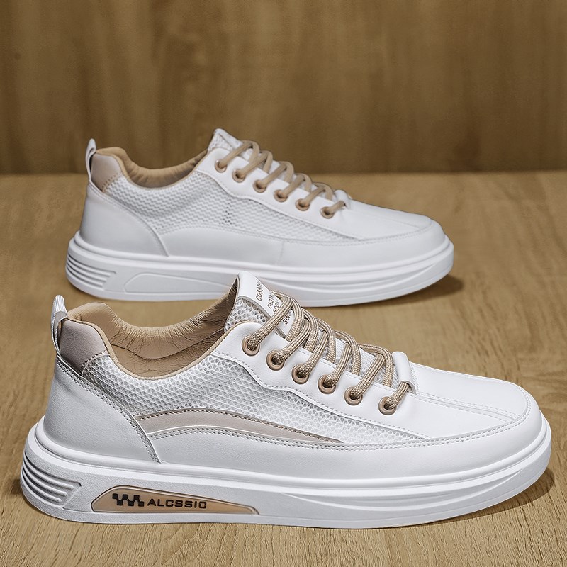 男鞋2024夏季内增高男士百搭板鞋运动休闲鞋防臭透气镂空小白鞋子