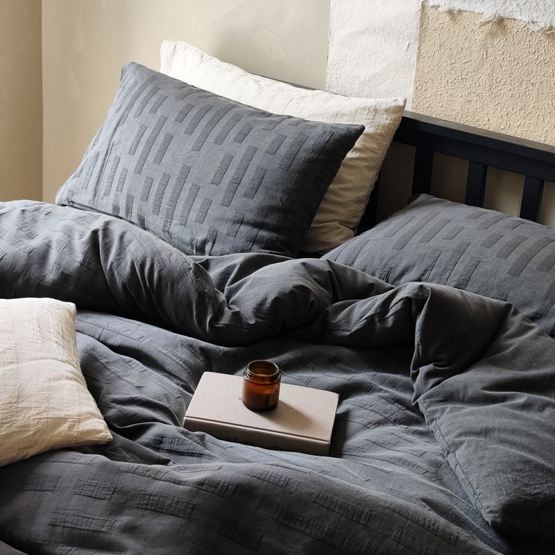 复古风简约80支全棉色织提花四件套纯棉柔软床单被套亲肤床上用品