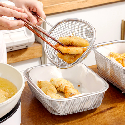 不锈钢油炸大漏勺过滤网勺捞面老饺子网筛家用厨房笊篱过滤焯水网
