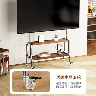 电视机移动支架不锈钢带轮洞洞板落地推车55/65/75寸通用艺术挂架