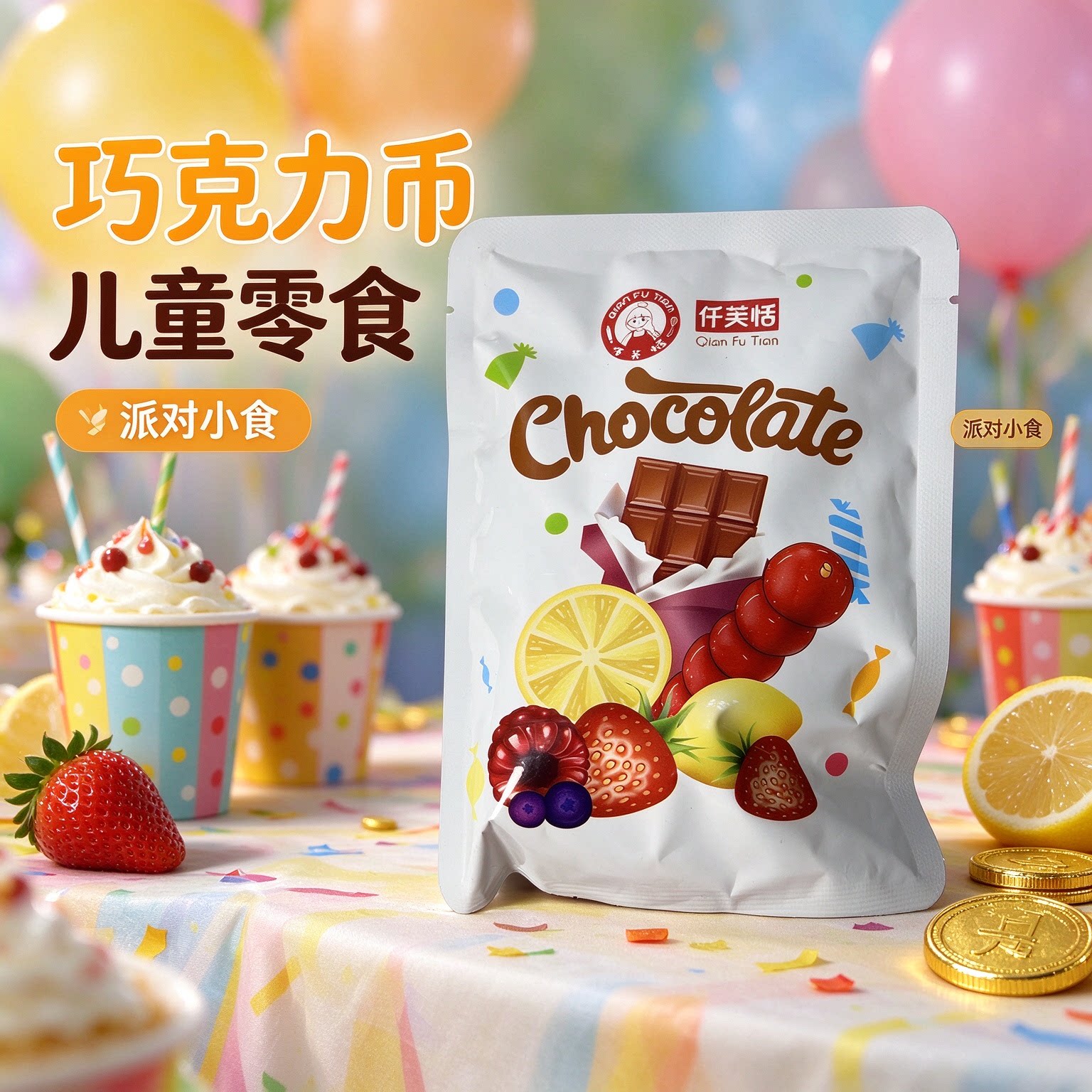巧克力币糖纯可可脂零食儿童甜甜圈蛋糕网红烘焙棒棒糖甜品自制