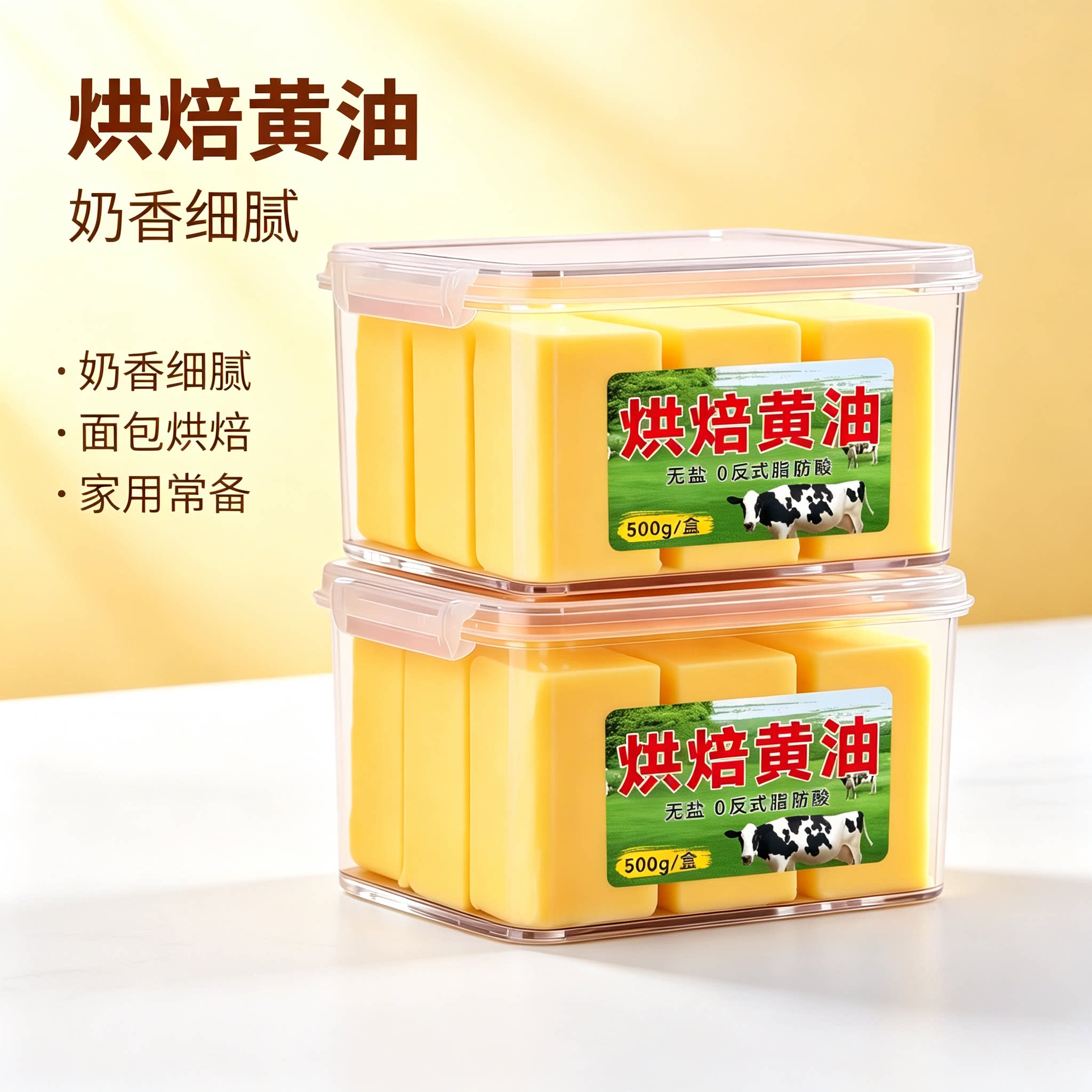 无盐黄油500烘焙家用商用植物煎牛排非动物爆米花饼干面包小包装