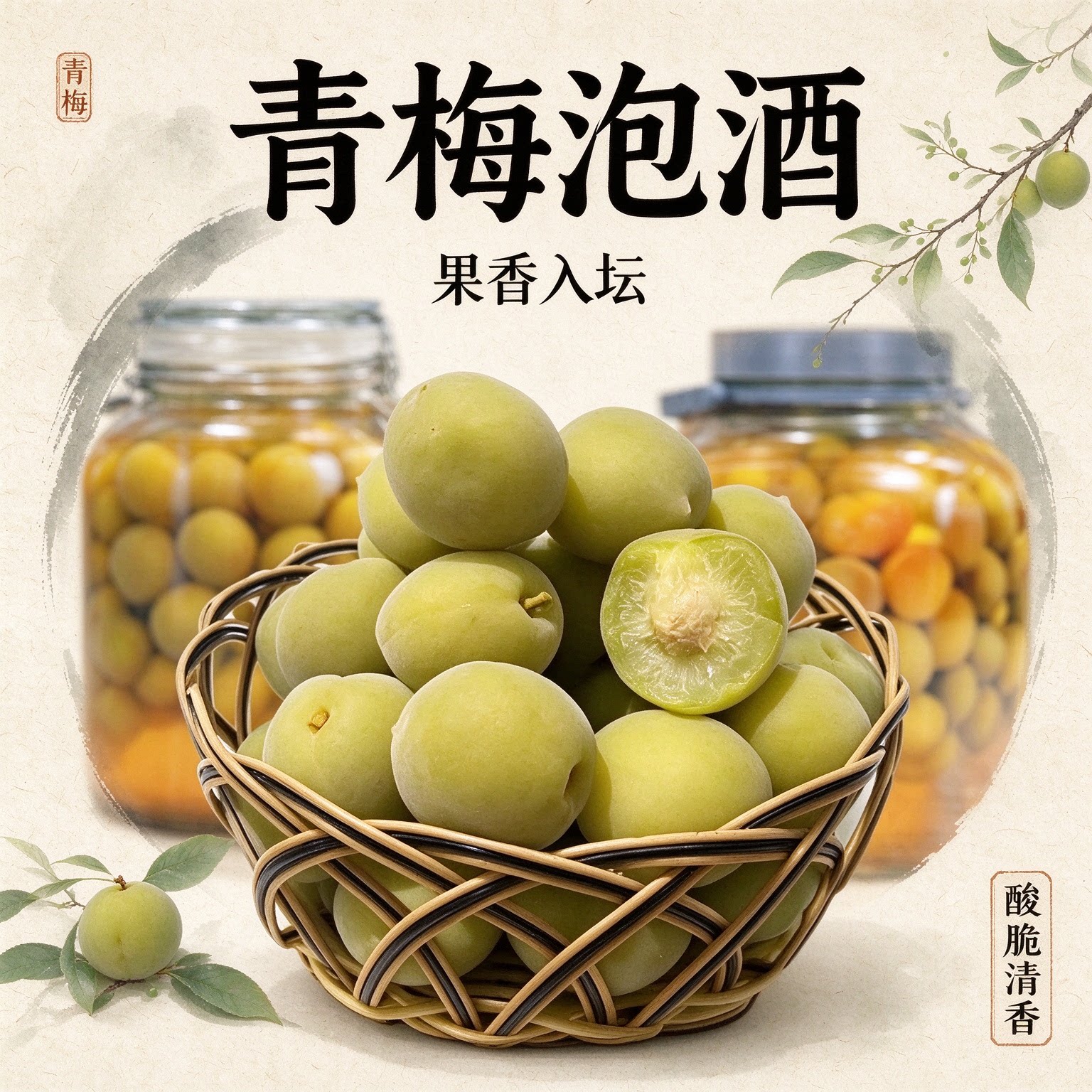 轻加工青梅鲜果泡酒半成品青竹梅黄梅蜜饯酿酒生梅子自酿解腻大果