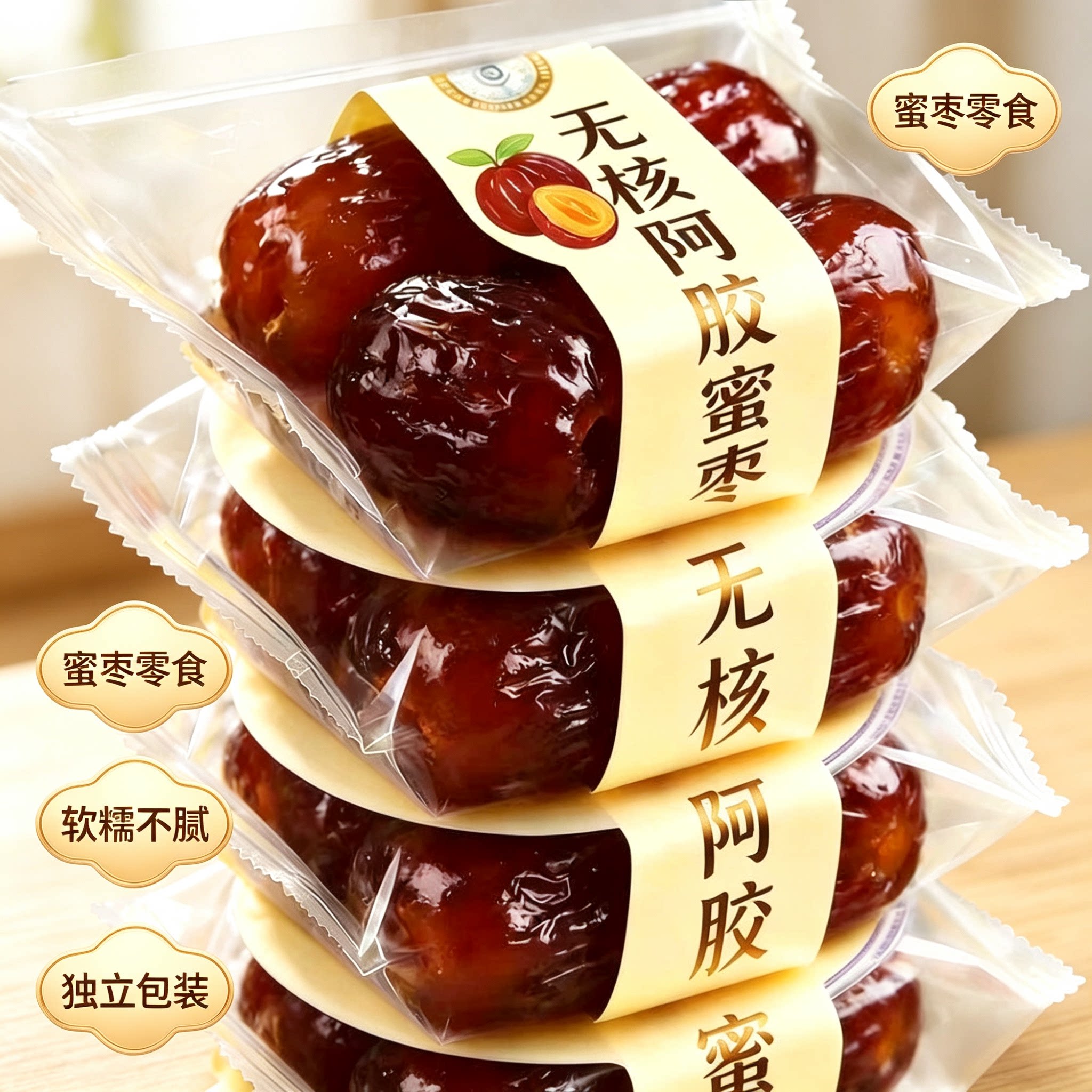 无核阿胶蜜枣独立小包装无核金丝蜜枣去核红枣煲汤蜜饯孕妇小零食