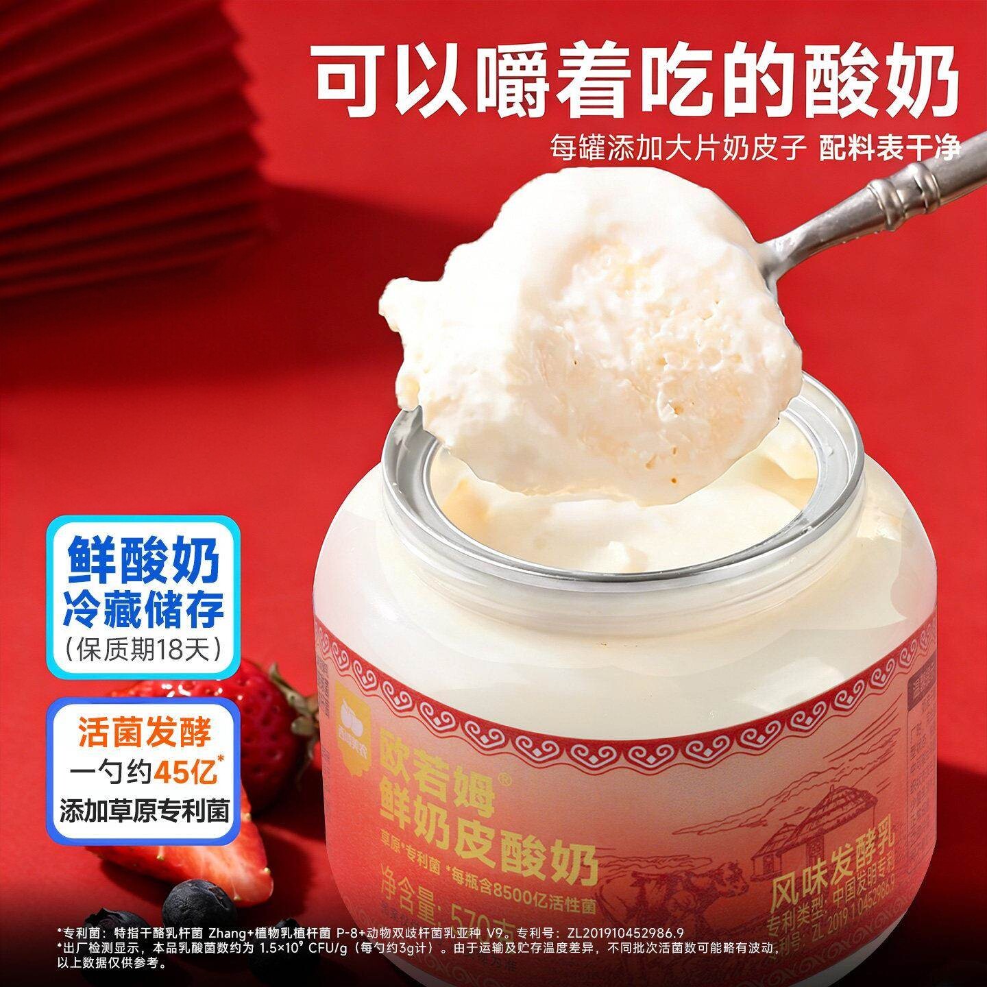 农欧若姆奶皮子酸奶570*2罐内蒙老酸奶特产风味牛乳非冷萃