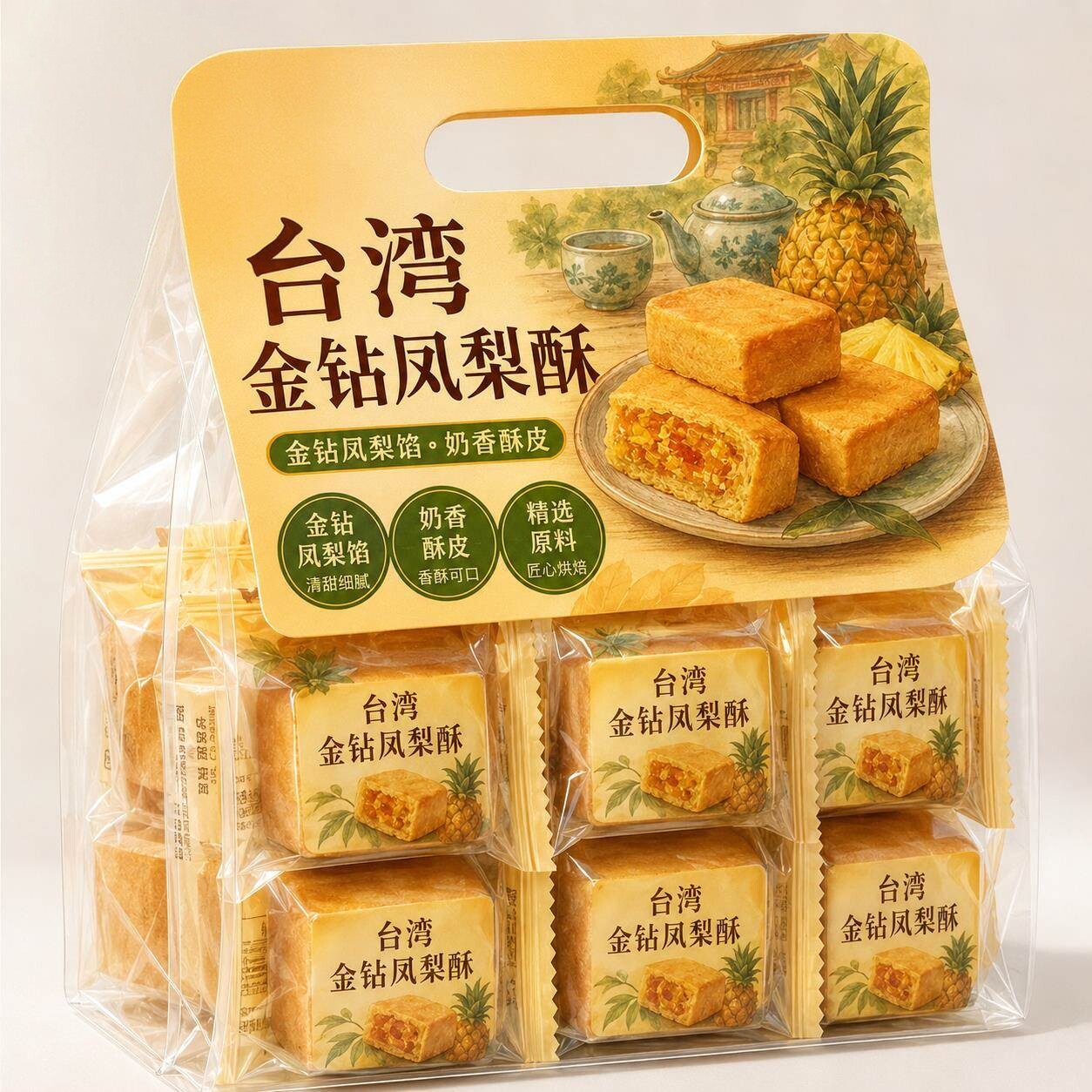 台湾凤梨酥大铁盒装香酥脆下午茶配点心办公下午茶网红休闲小零食