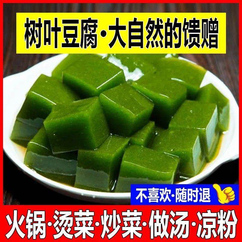 湖北风味特产神仙豆腐商用正宗豆腐观音树叶新鲜绿色免煮专用粉