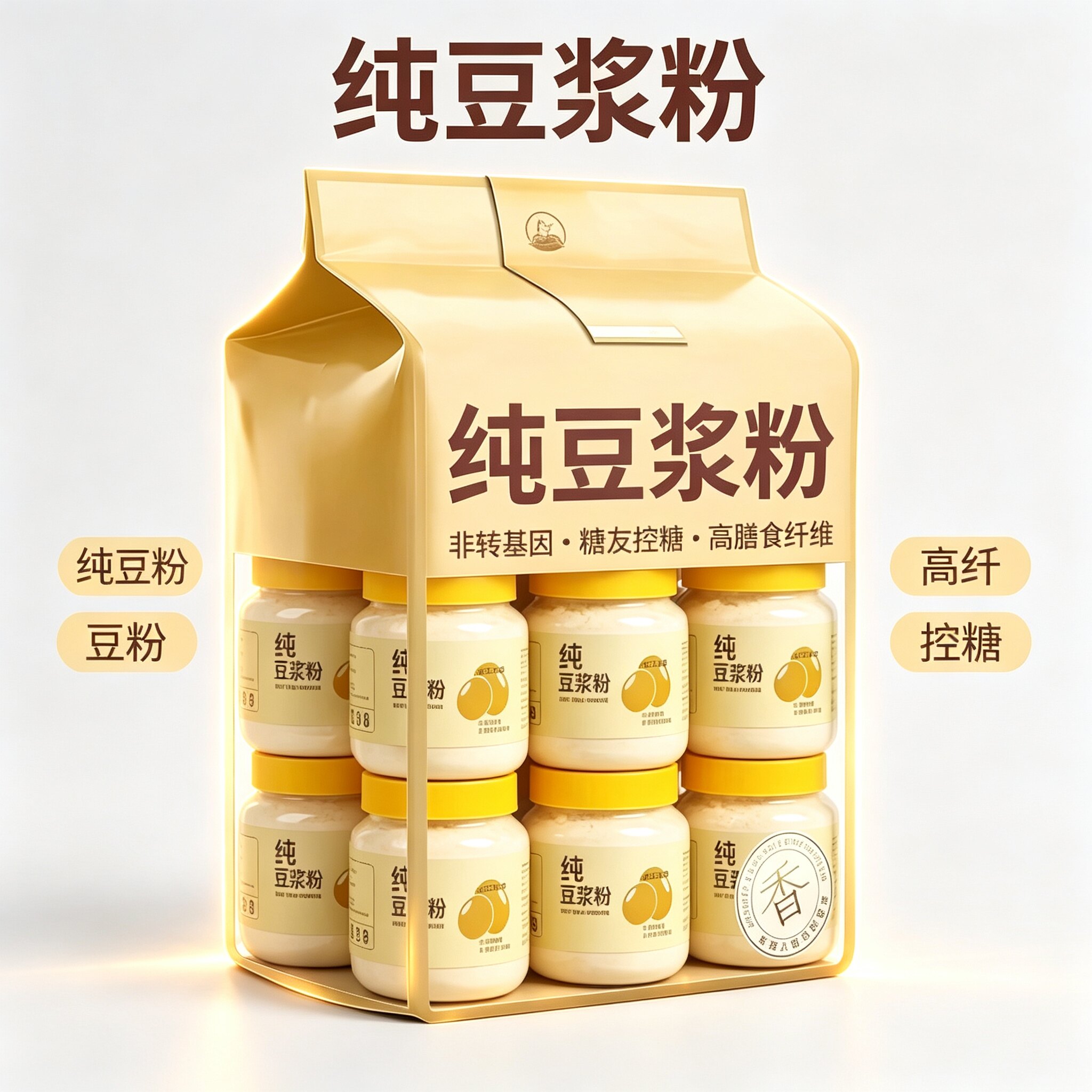 纯豆浆粉无糖无添加原味冲即饮速溶中老年上班族学生早餐代餐粉