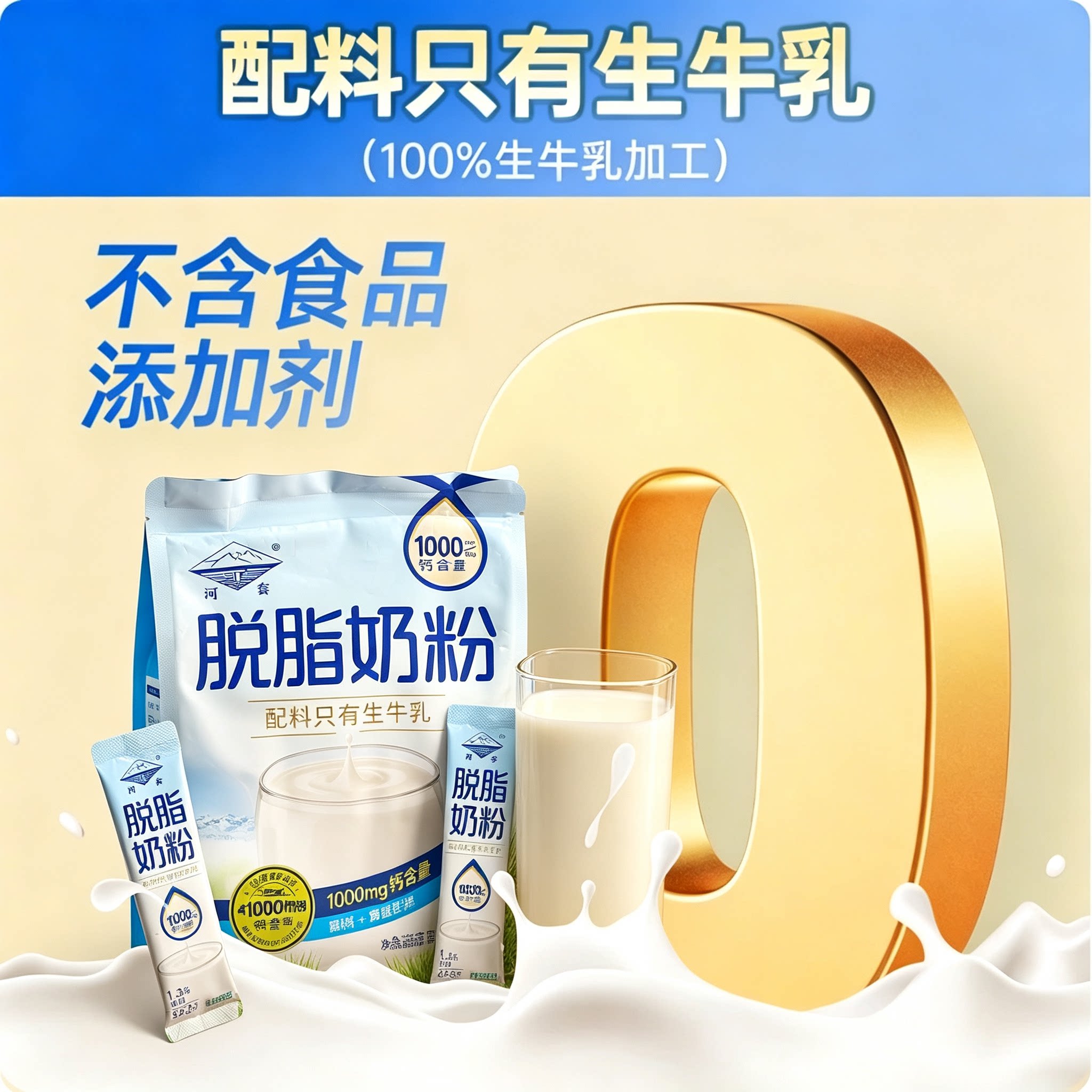 脱脂奶粉无糖0脂肪独立包装中老年温水冲饮品孕妇代餐饱腹低卡