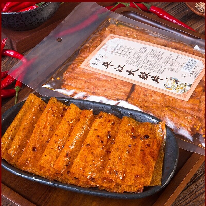 平江大辣片湖南特产老式手工手撕豆皮豆干干辣条网红爆款小零食