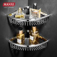 漫汐MANXI 全銅衛(wèi)生間置物架浴室三角籃淋浴房廁所轉(zhuǎn)角收納免打孔