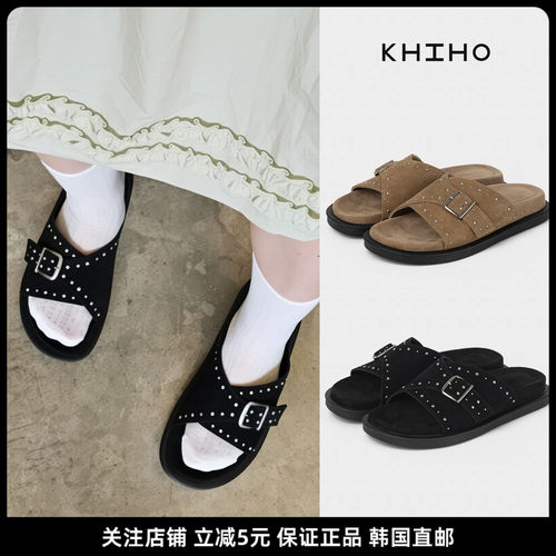 KHIHO勃肯厚底铆钉扣女凉拖