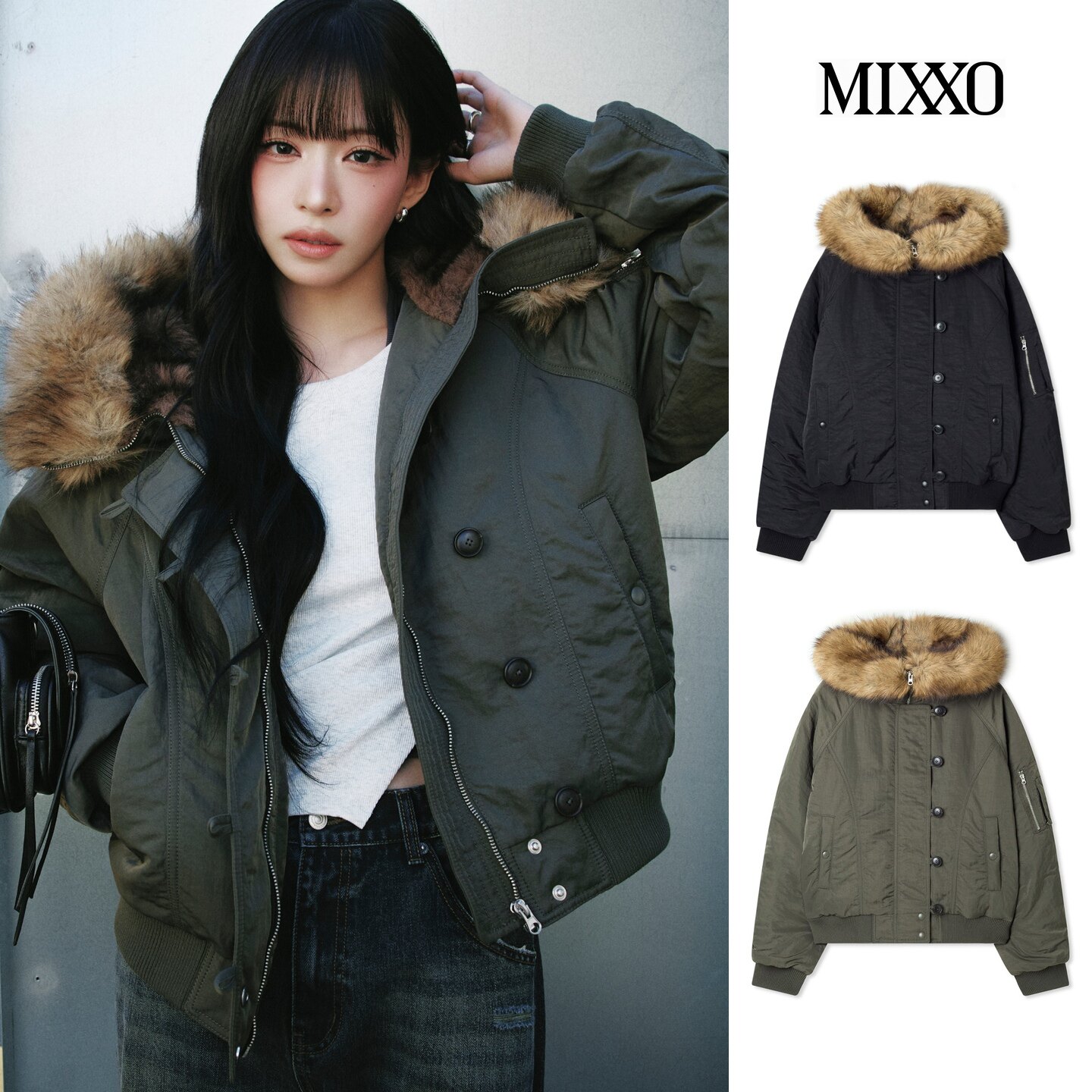MIXXO毛领派克服加厚防风棉服