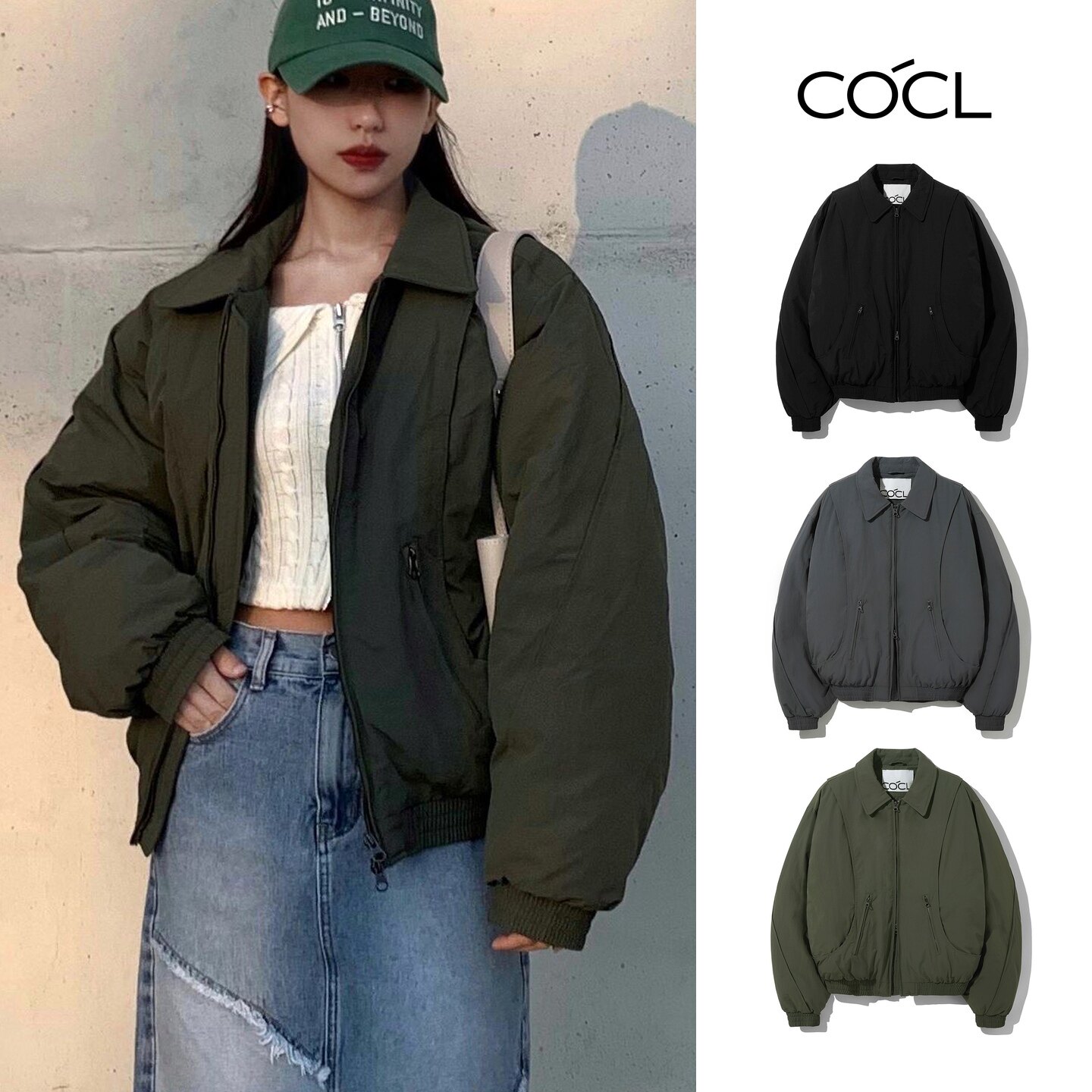 韩国直邮O’CLOCK拉链保暖棉衣