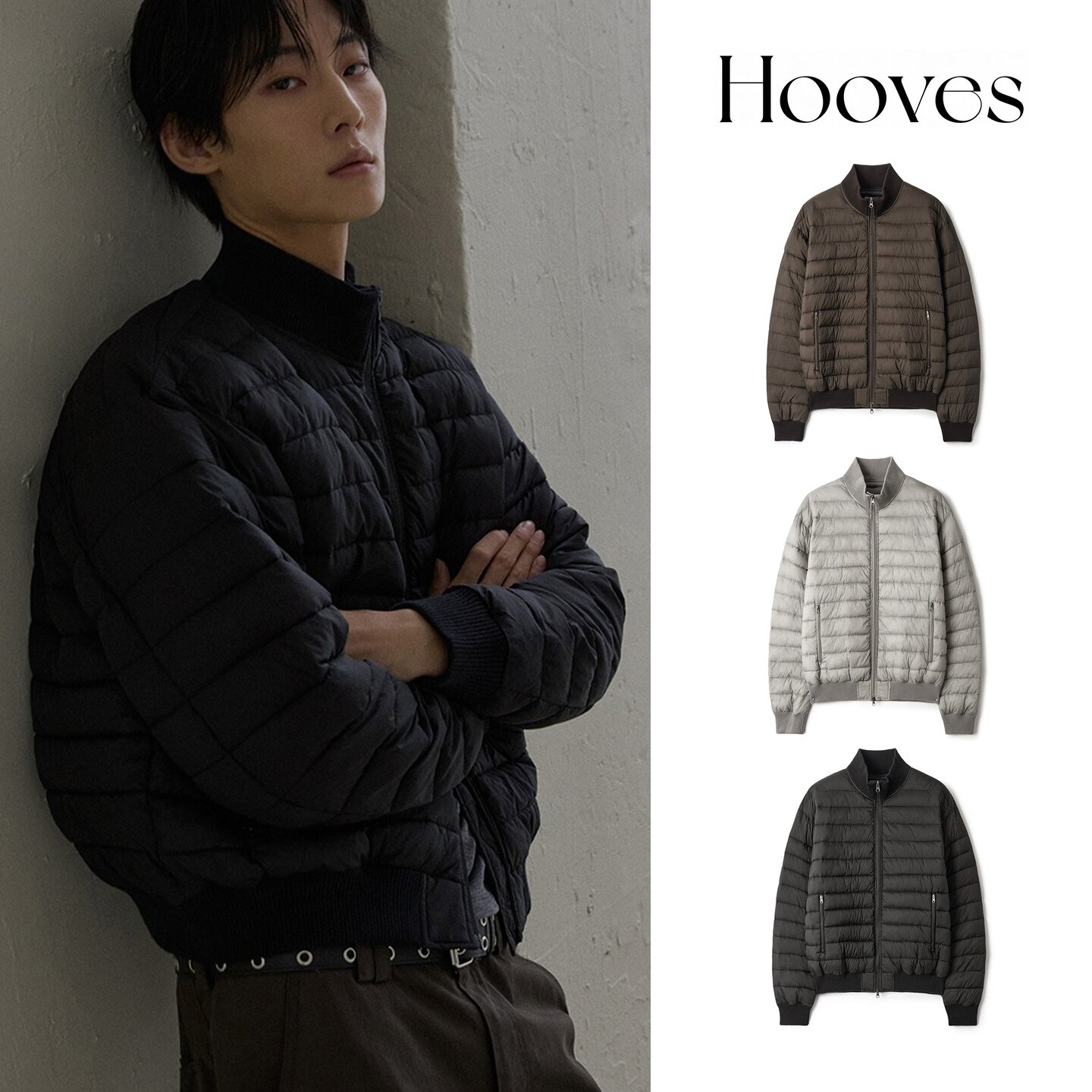 HOOVES立领拉链保暖羽绒服男女