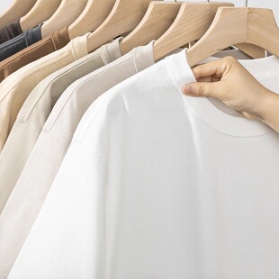 100%纯棉纯色短袖 T恤白色精梳棉男女情侣纯黑内搭体恤纯白t 打底衫